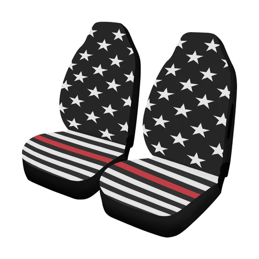 Thin Red Line Flag Car Seat Cover Airbag Compatible(Set of 2)