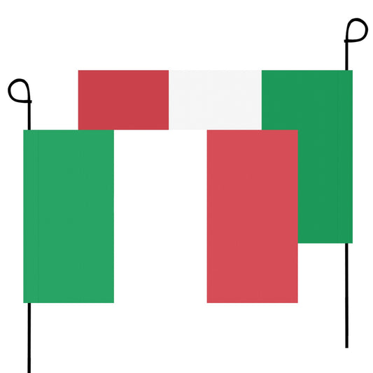 Italian flags display with stands, branded: Luv My Flag.