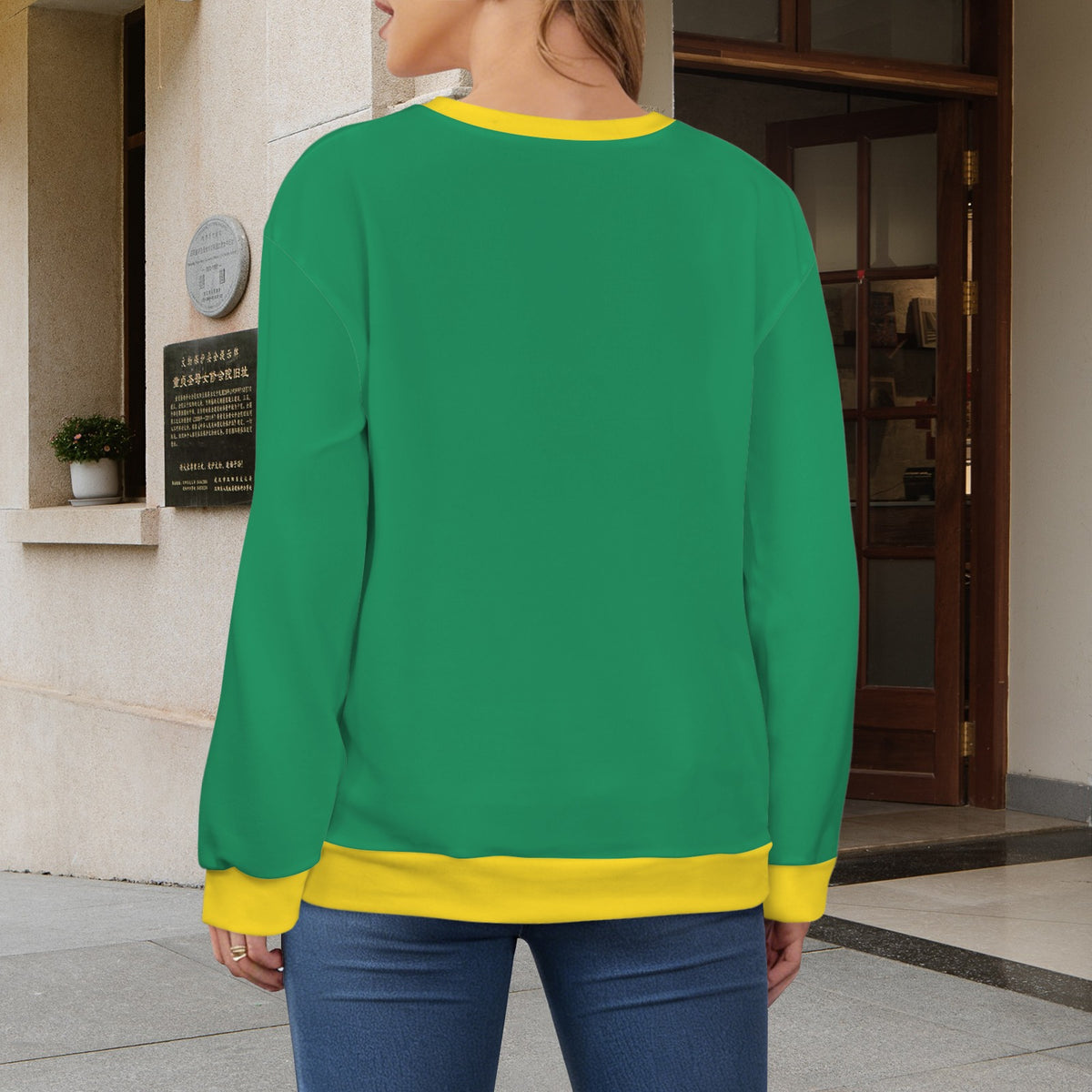 Brazil Flag Inspired Women's Crew Neck Sweater Printed in the USA