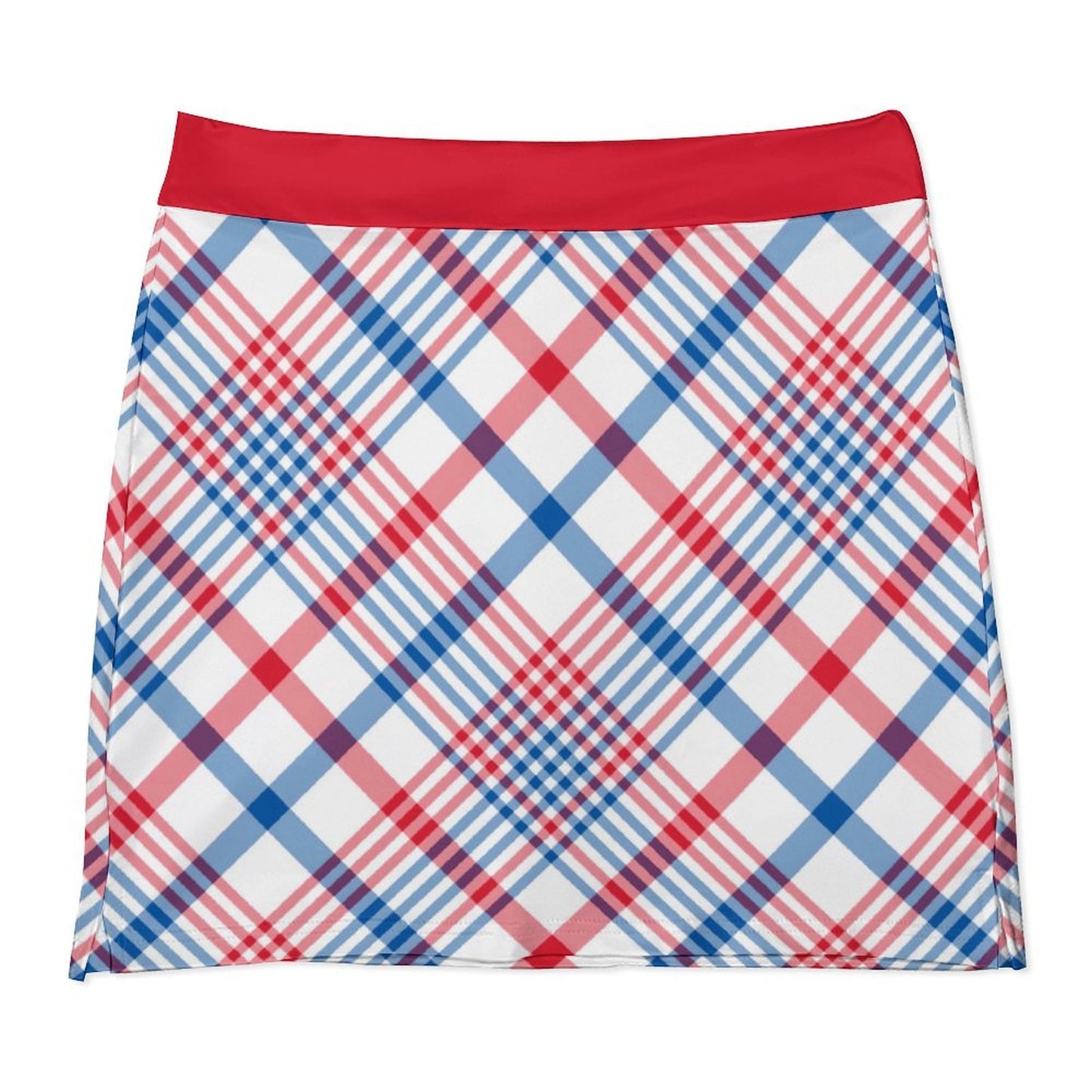 USA/American Flag Inspired Plaid Pattern Women’s Skort with Pocket