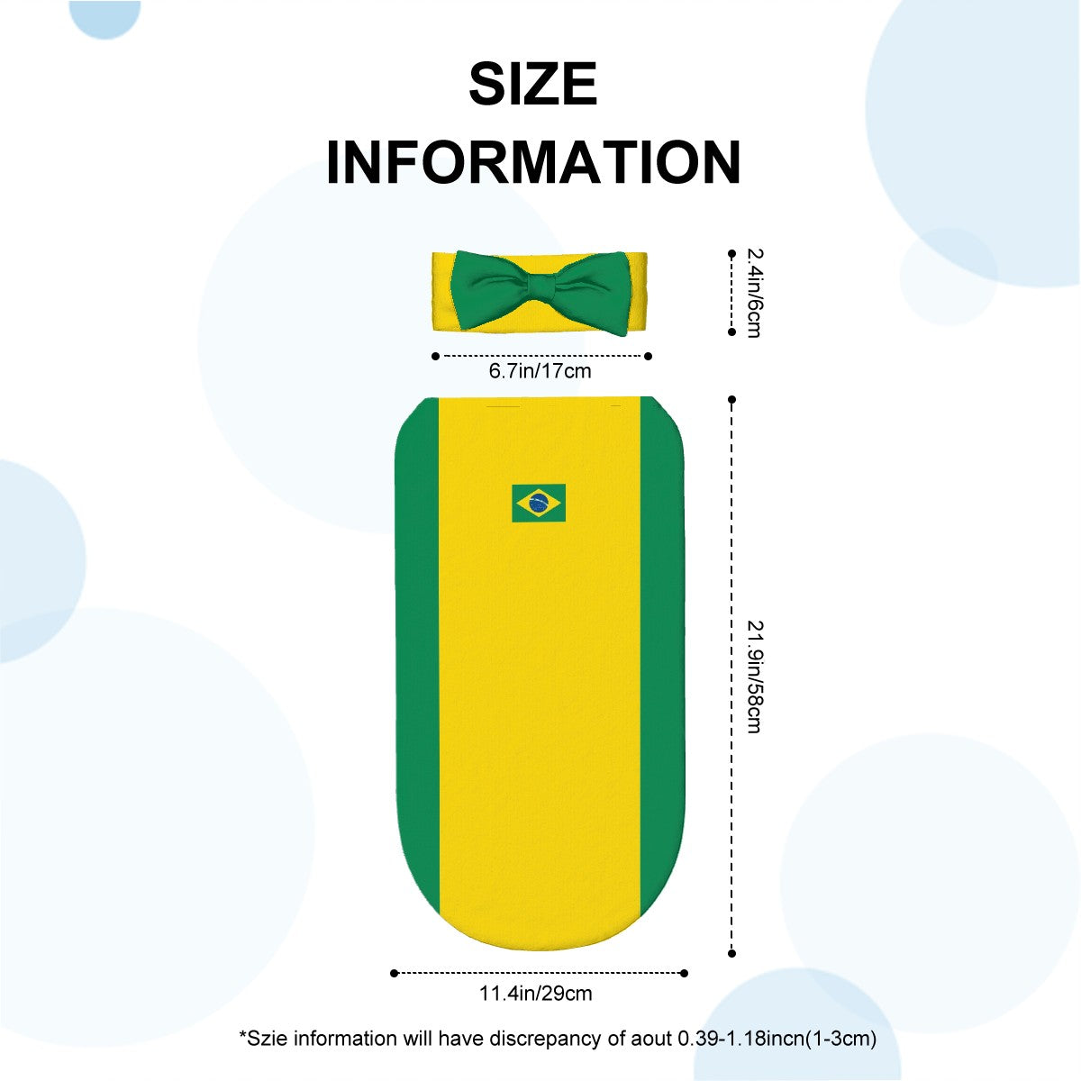 Brazil Flag Inspired Baby Swaddle Sack with Baby Headband