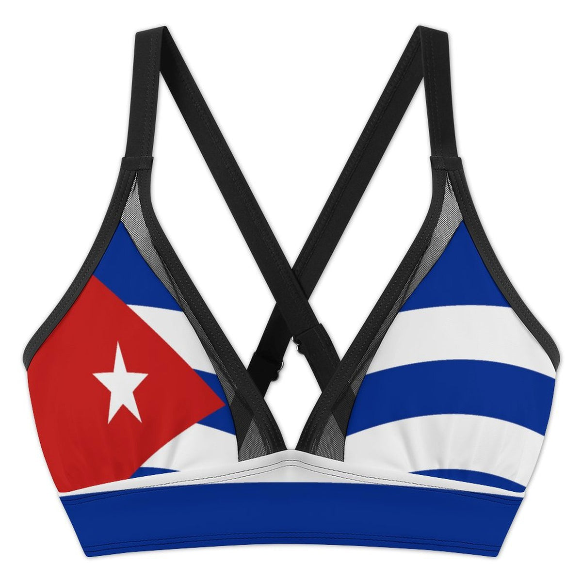 Cuba Flag Inspired Women's Mesh Drawstring Skirt and Swimsuit Set