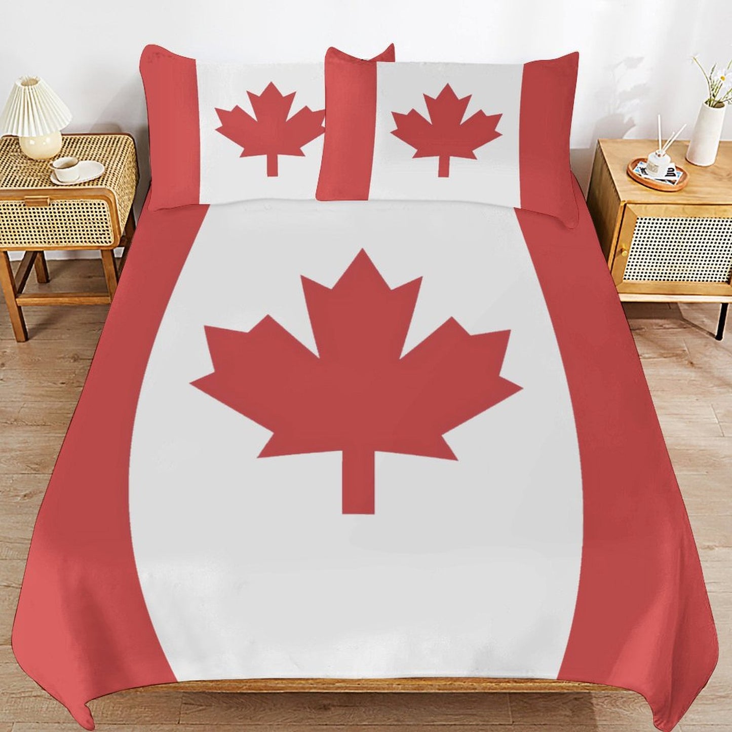 Canada Flag Inspired 3-Piece Bedding Set (1 Duvet Cover + 2 Pillow Shams) – 102"×90"
