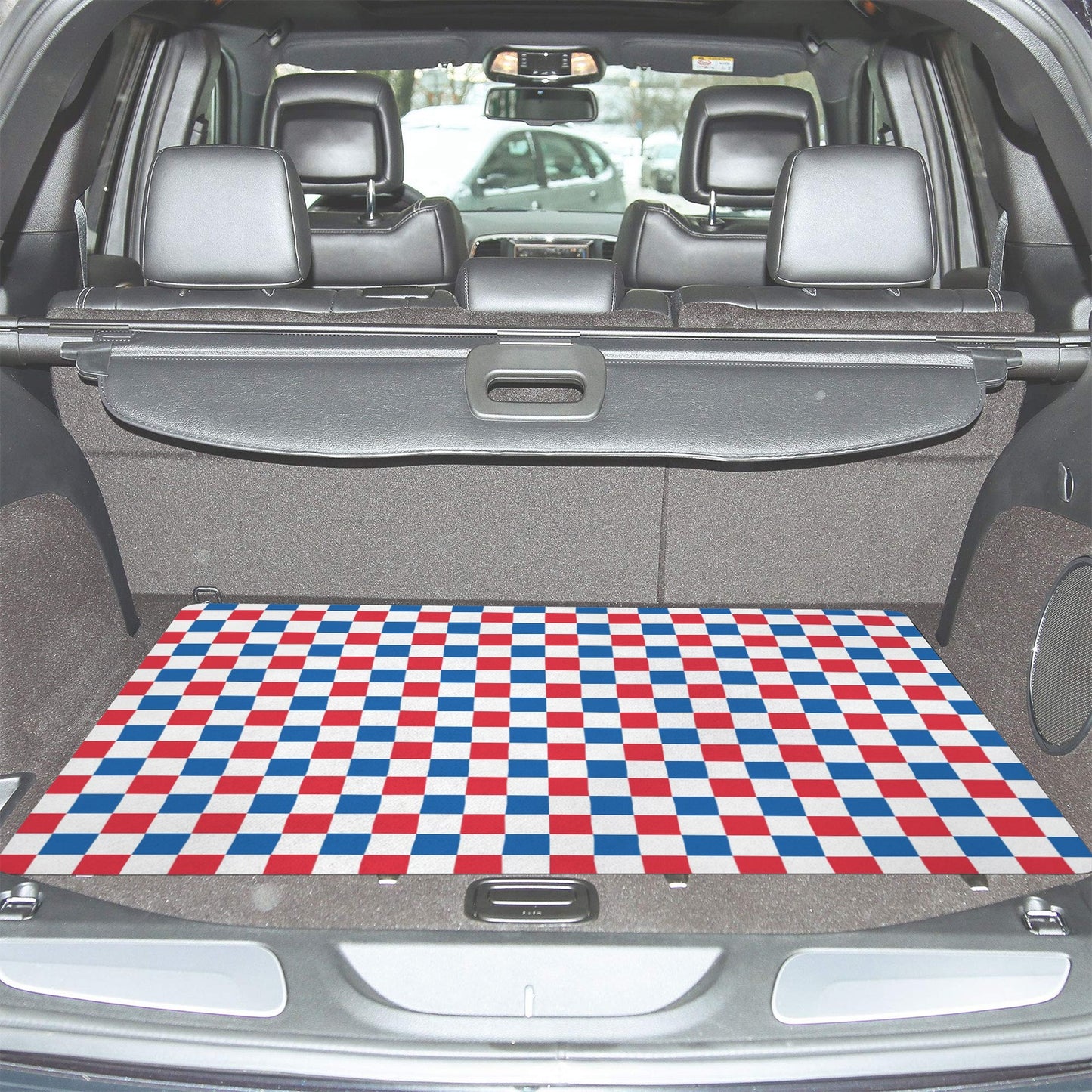USA/American Flag Inspired Checkered Pattern Car Trunk Mat 100 × 75 cm / 39.4 × 30 in Printed in the USA