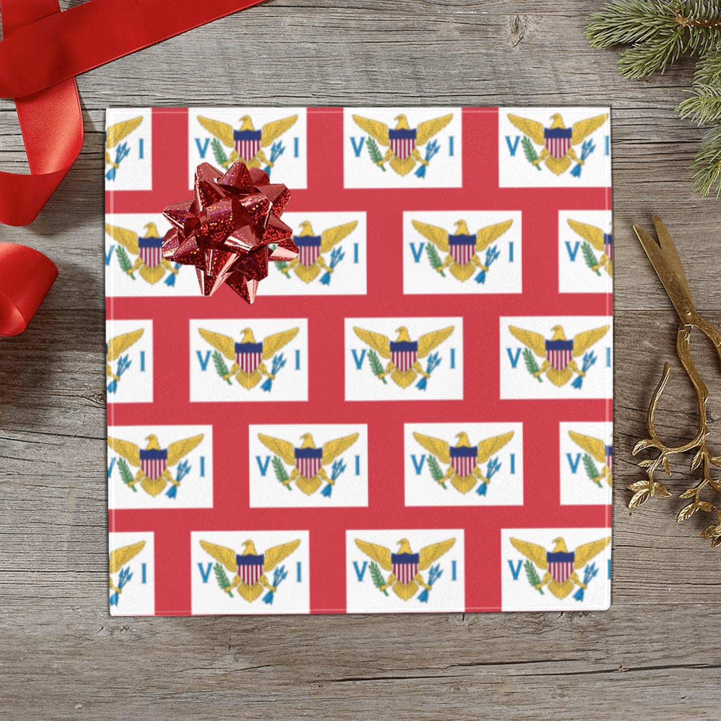 Virgin Islands Flag (US) Custom Gift Wrapping Paper 58"x 22.5" (4 Rolls)