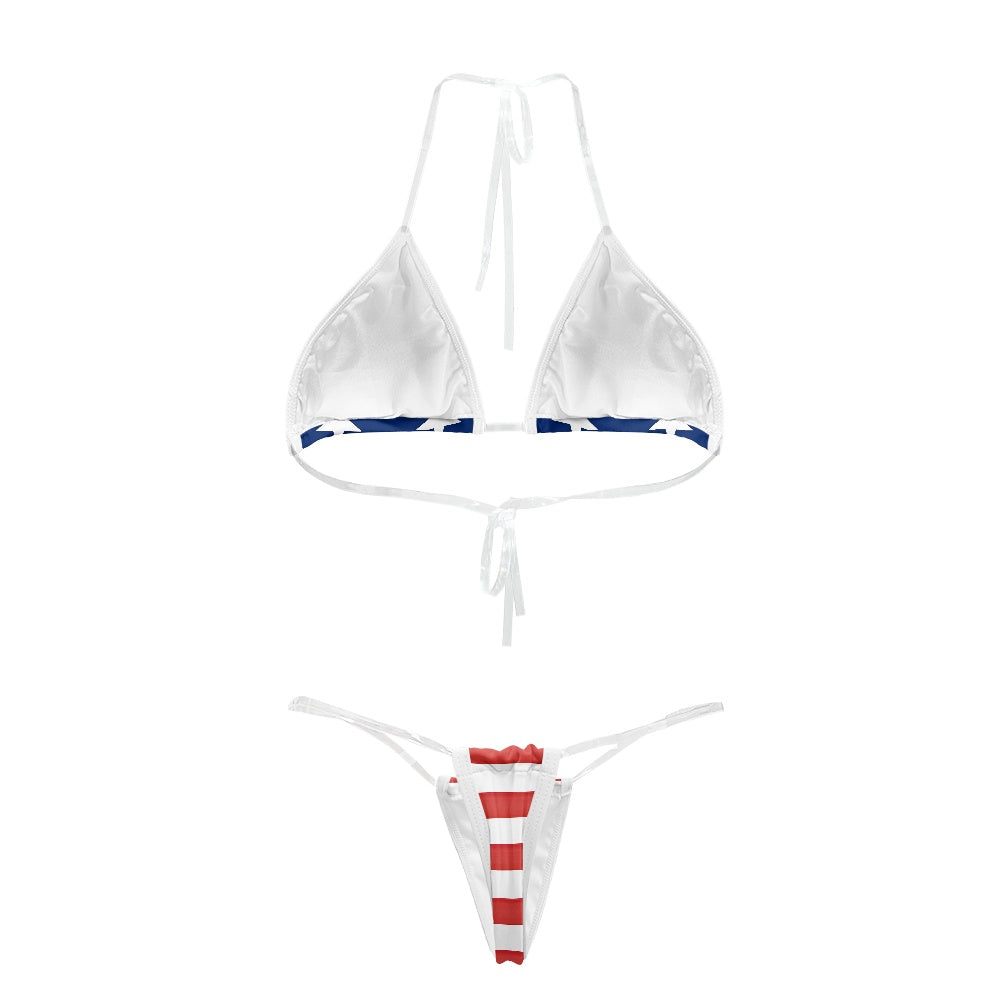 USA/American Flag Inspired Transparent String Thong Bikini (style-1)