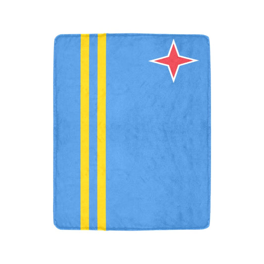 Blue blanket, Aruba flag design, yellow stripes, red star, [Luv My Flag].