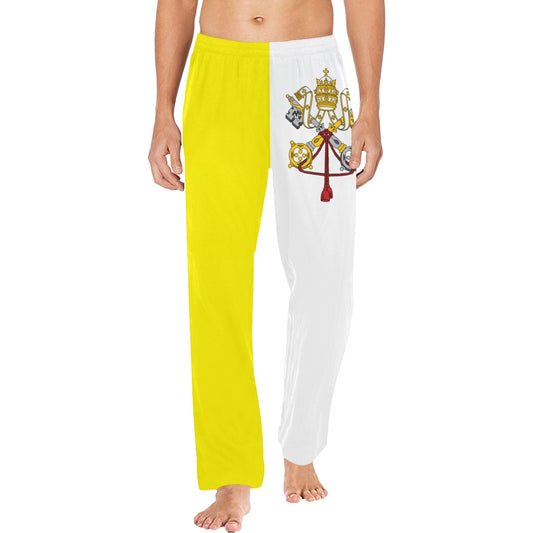Vatican City Flag Inspired Men’s Pajama Trousers with Pockets (Made in the USA)
