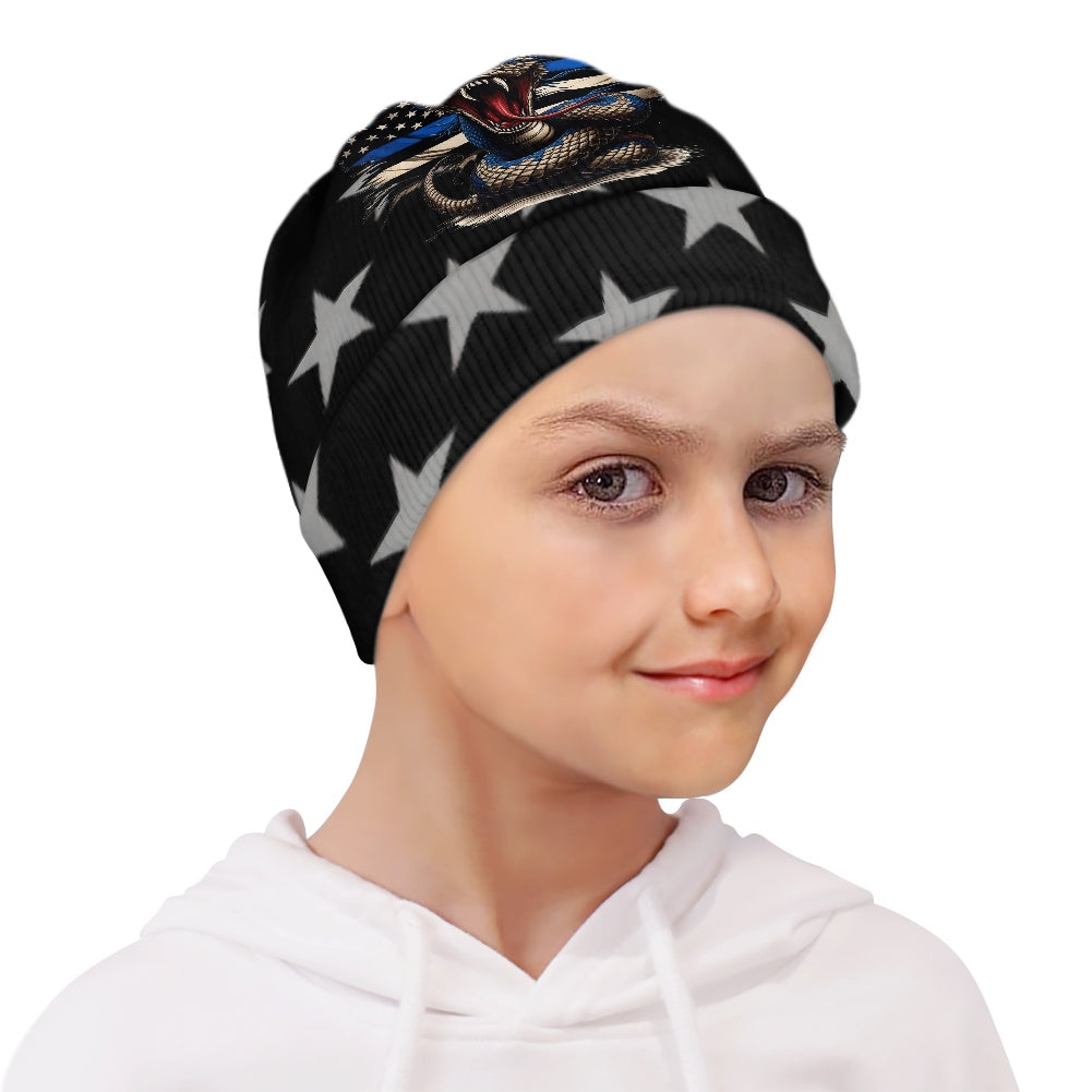Thin Blue Line Flag Inspired Snake Kids' Beanies