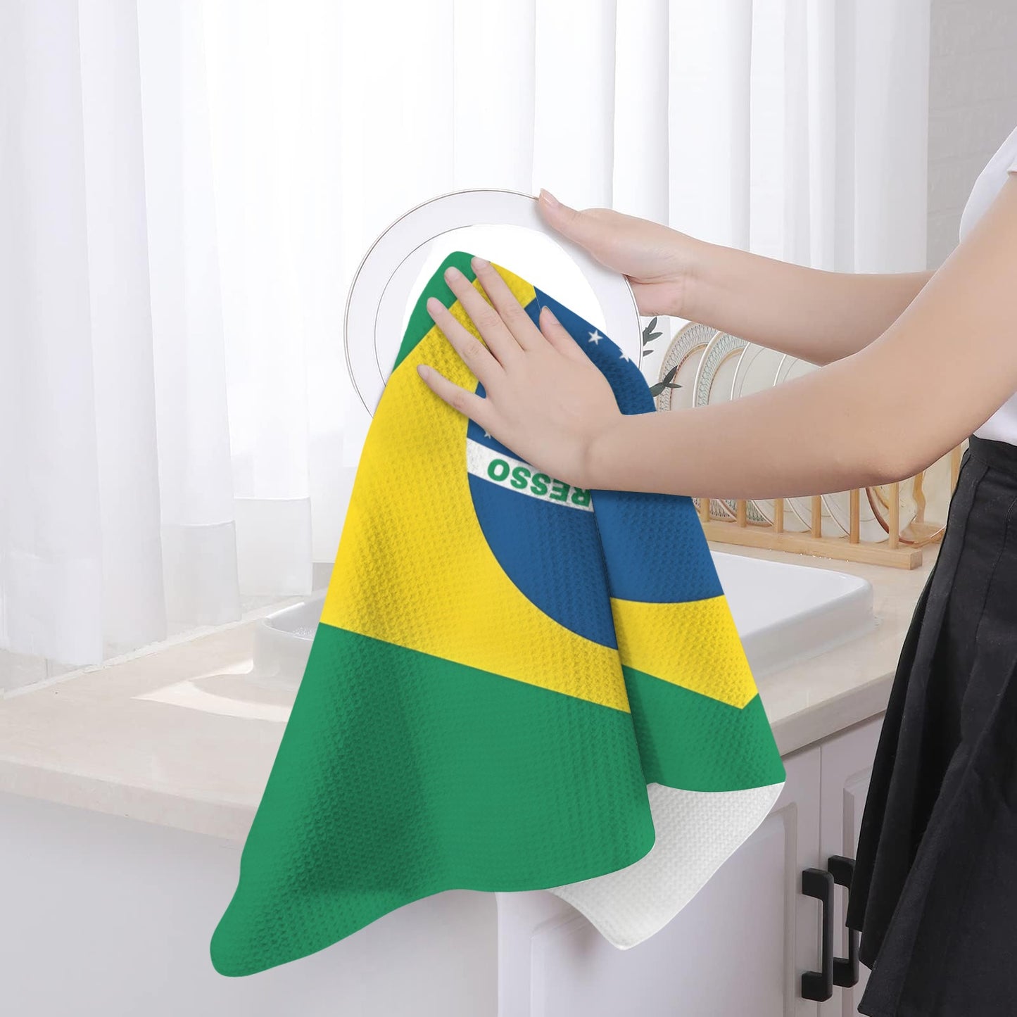 Brazil Flag Inspired Kitchen Towel 40X60cm (Pack of 2) (Made in the USA)