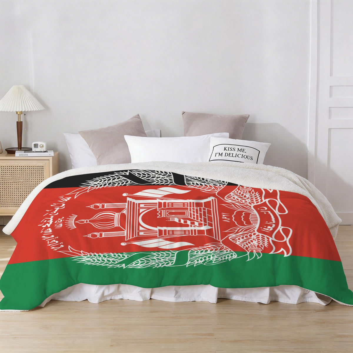 Afghanistan Flag Inspired Sherpa Fleece Blanket 90" x 108" | Ships from USA