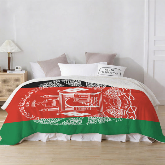Afghanistan Flag Inspired Sherpa Fleece Blanket 90" x 108" | Ships from USA