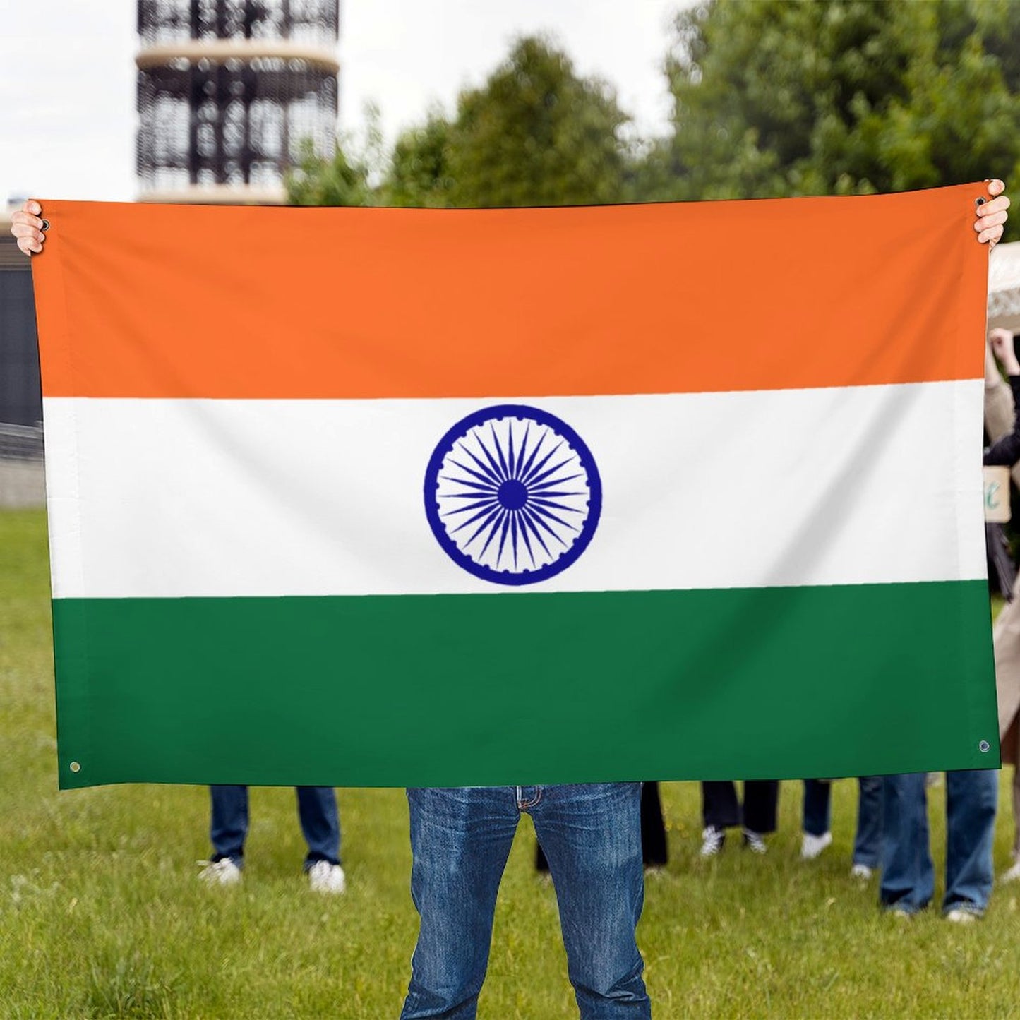 India Flag Inspired Wall Mount Flag with Four Grommets (35x59 in)