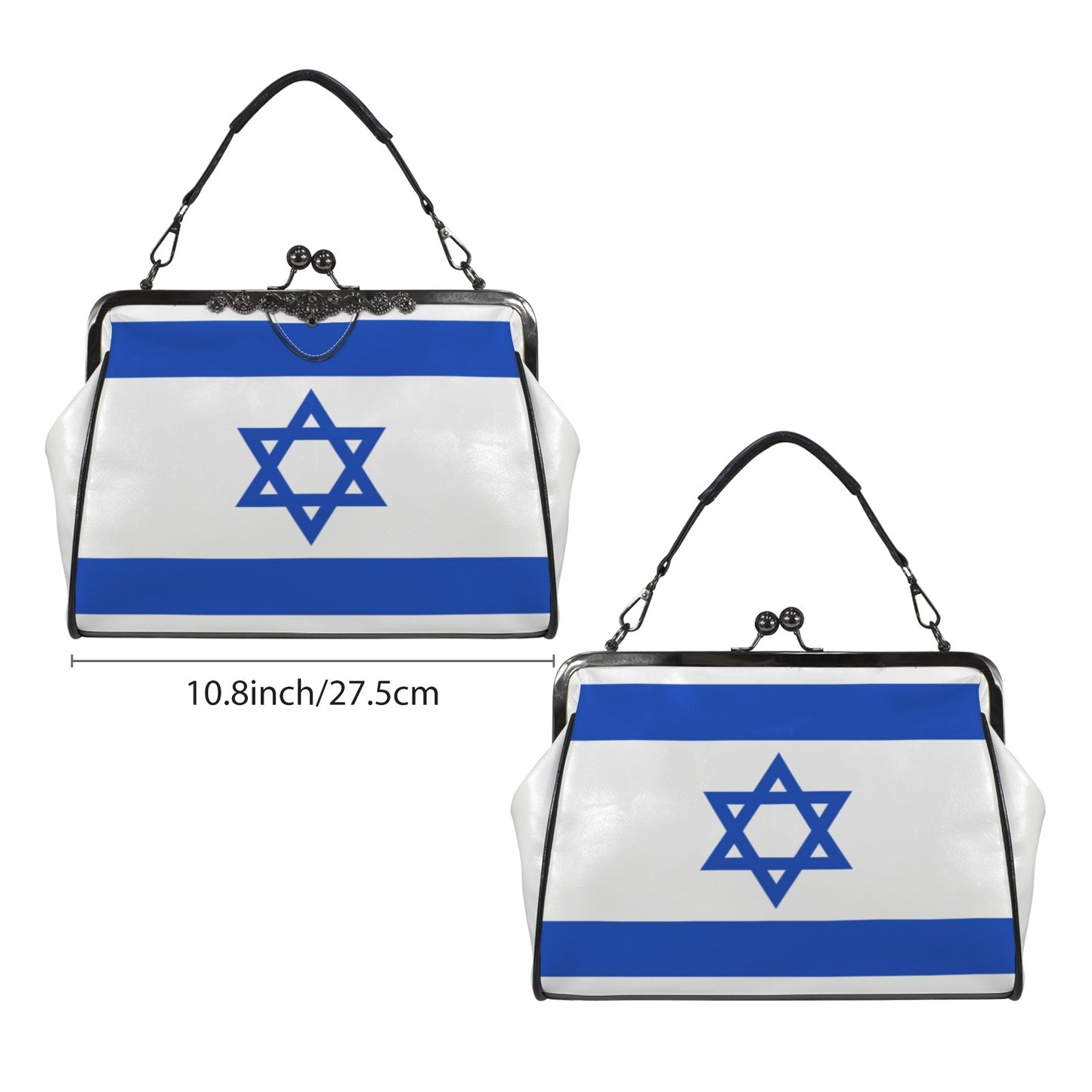 Israel Flag Inspired Kisslock Crossbody Shoulder Bag