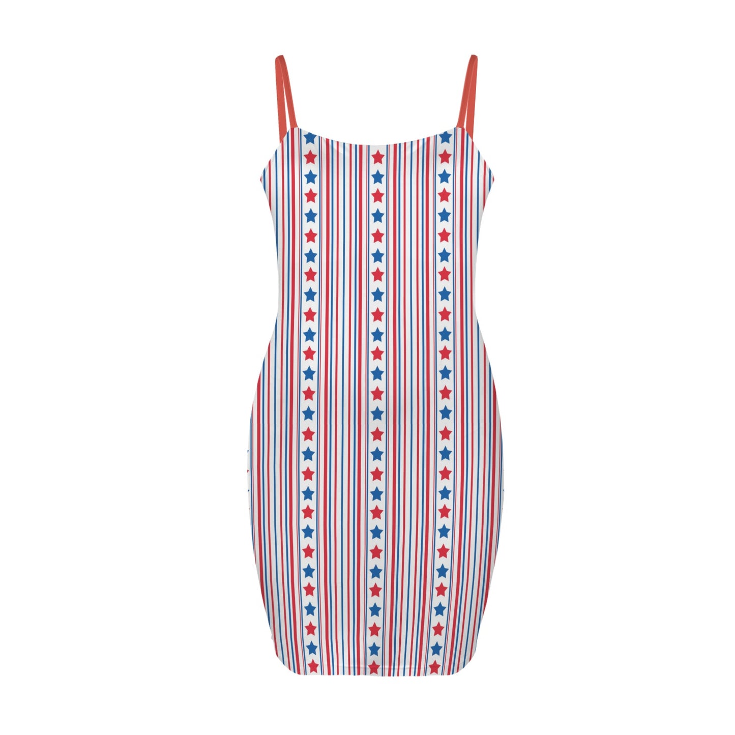 USA/American Flag Inspired Stars & Stripes Pattern Backless Spaghetti Strap Bodycon Dress