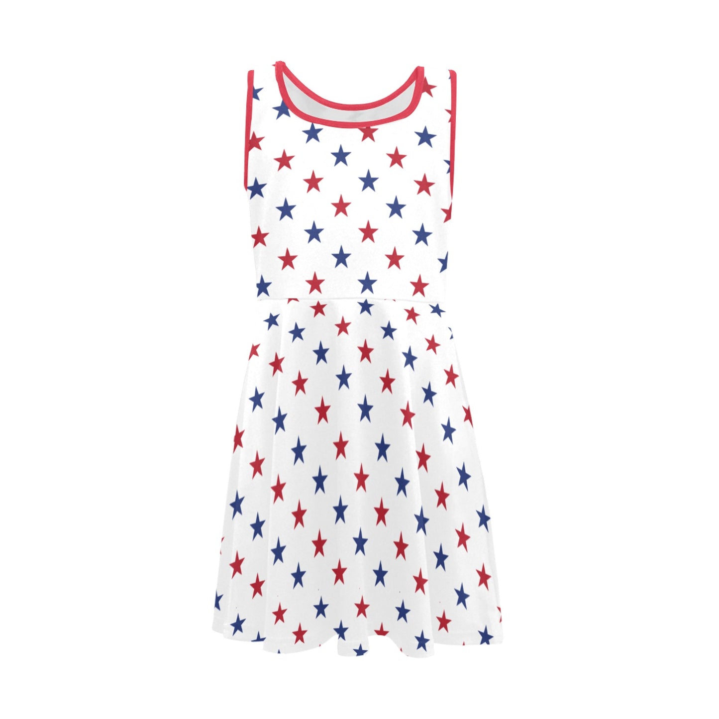 USA/American Flag Inspired Red and Blue Stars Pattern Girls' Sleeveless Sundress | Ships from USA