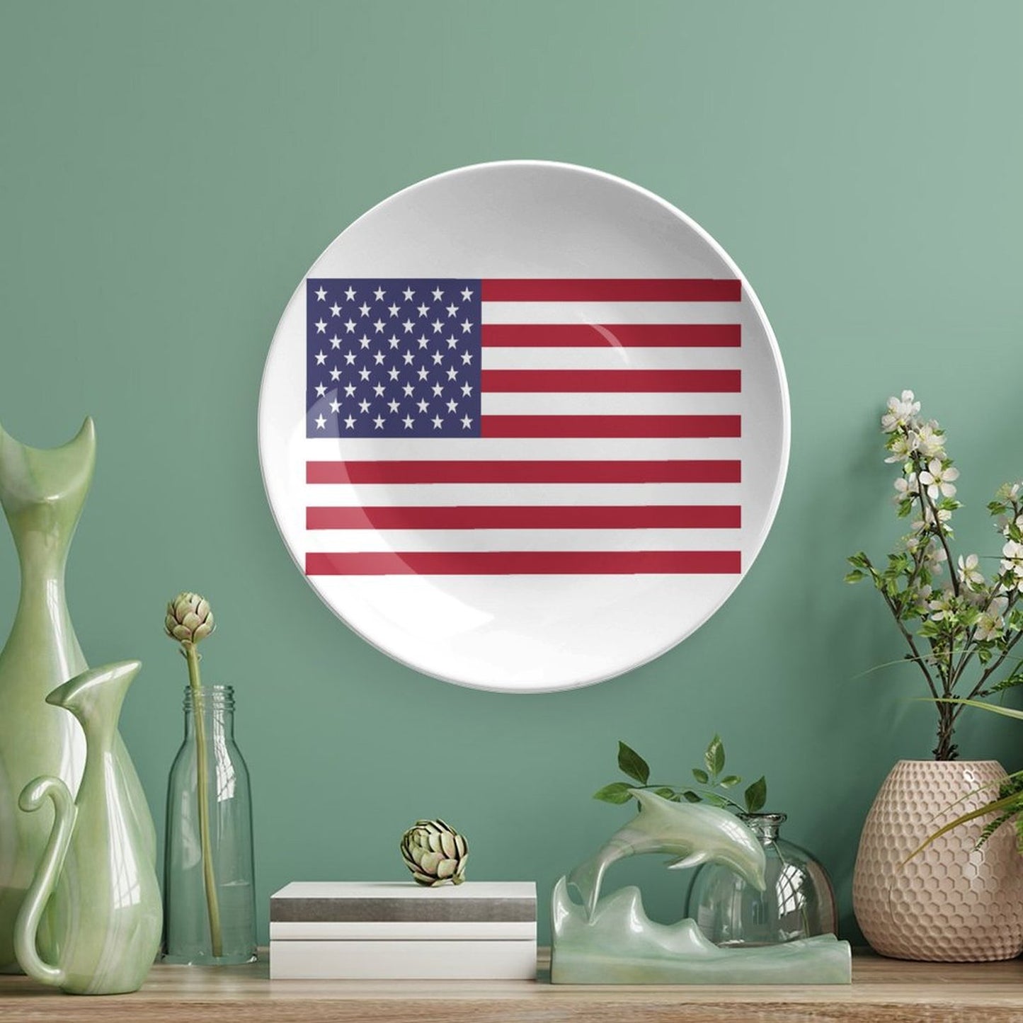 USA/American Flag Inspired Bone China Decorative Plate