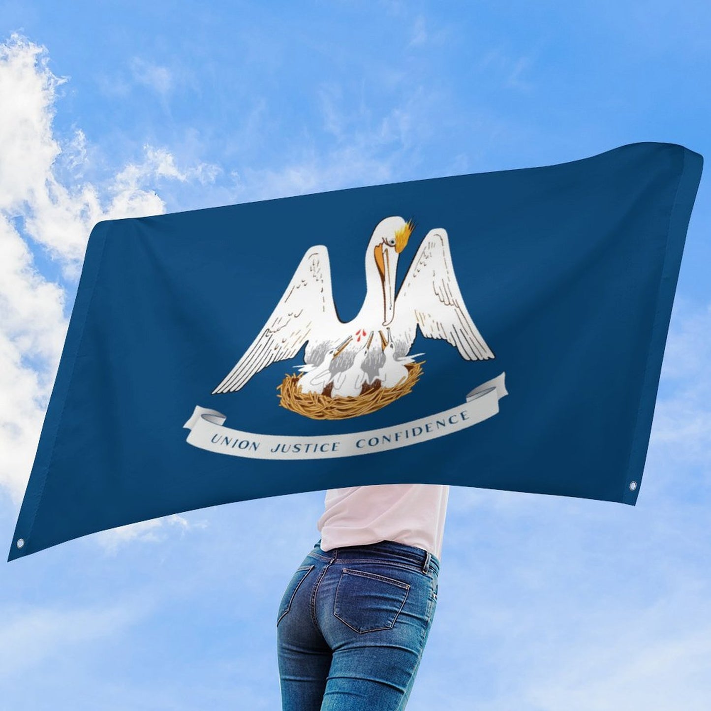 Louisiana Flag Inspired Wall Mount Flag with Four Grommets (35x59 in)