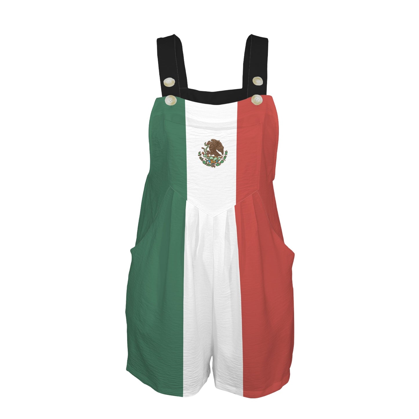 Mexico Flag Inspired Pocket Bib Short Romper