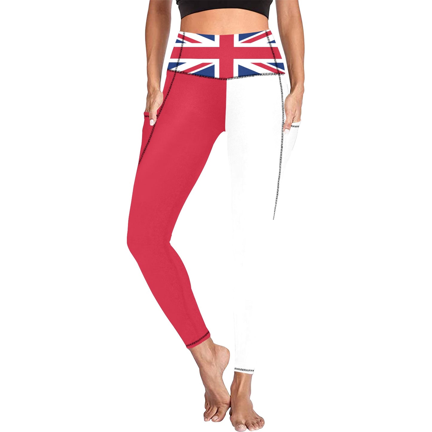 UK/Great Britain Flag Inspired Women's High Waist Leggings with Pockets