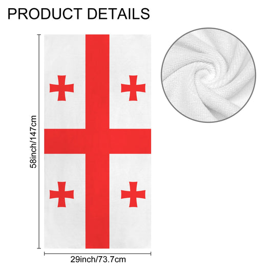 Georgia Flag Inspired Custom Bath Towel 29"x58"(Made in USA)