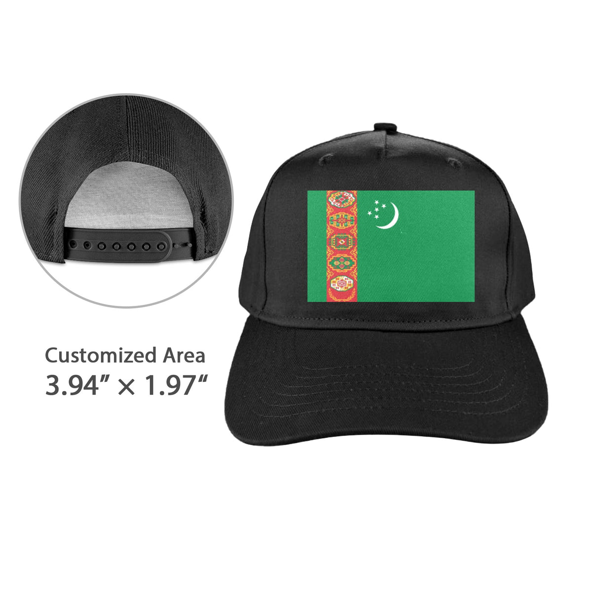Turkmenistan Flag Inspired Baseball Cap | Printed in the USA