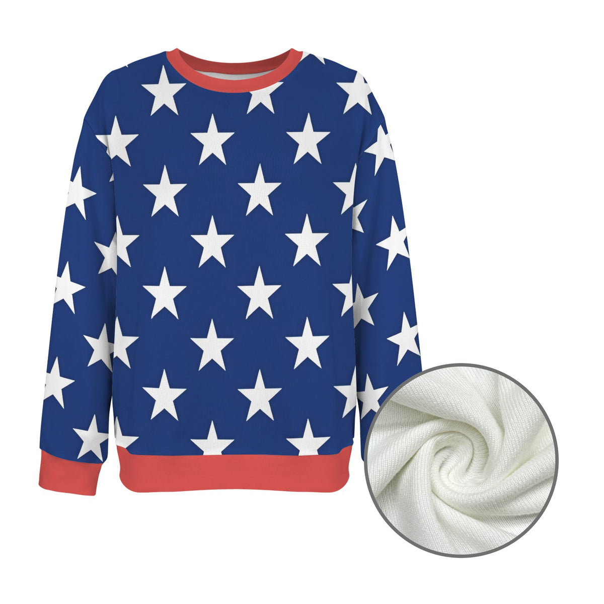 USA/American Flag Inspired Women's Crew Neck Sweater Style-2 Printed in the USA