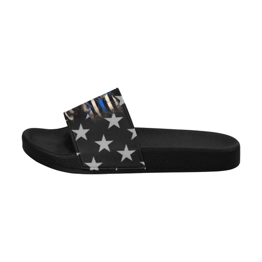 Thin Blue Line Flag Inspired Snake Women's Slide Sandals
