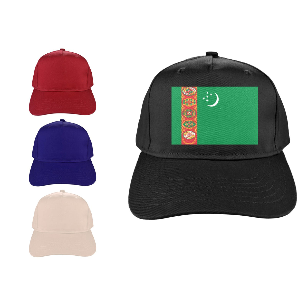 Turkmenistan Flag Inspired Baseball Cap | Printed in the USA