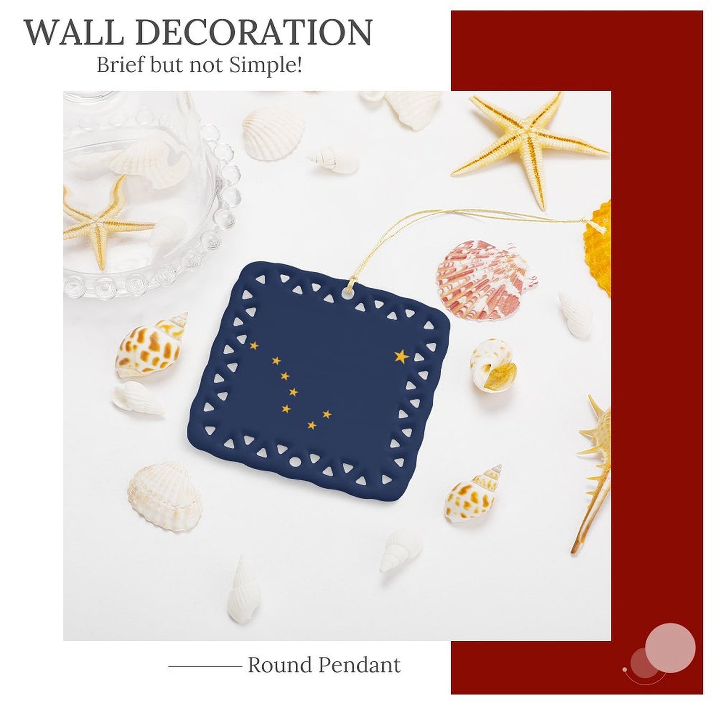 Alaska Flag Inspired Square Ceramic Ornament Made in the USA