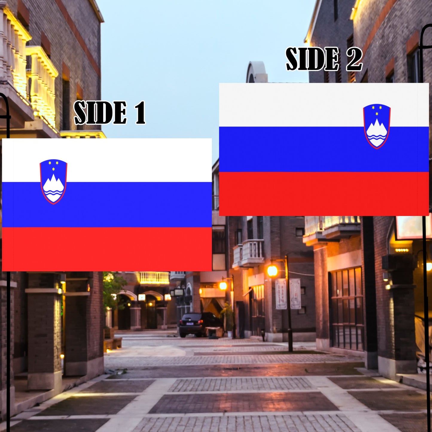 Slovenian flags displayed on both sides, branded "Luv My Flag."