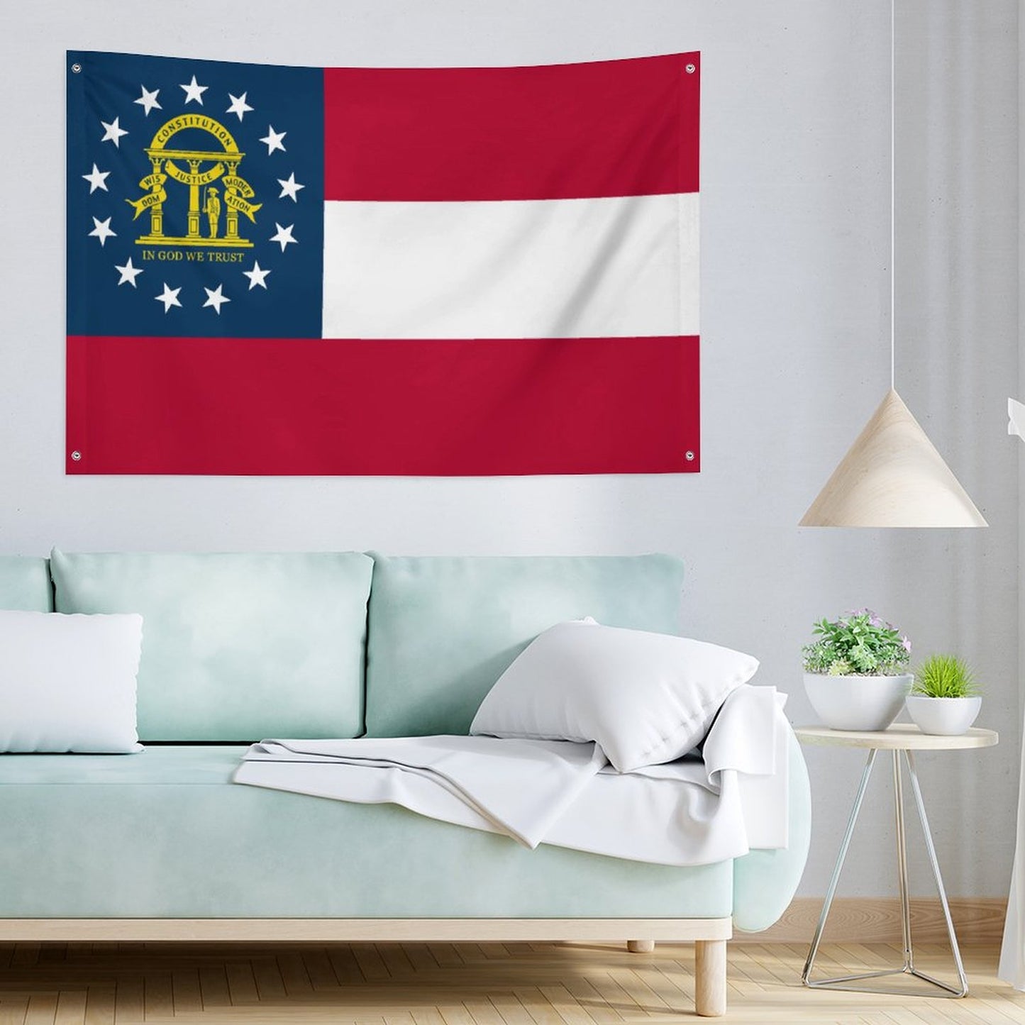 Georgia Flag Inspired Wall Mount Flag with Four Grommets (35x59 in)
