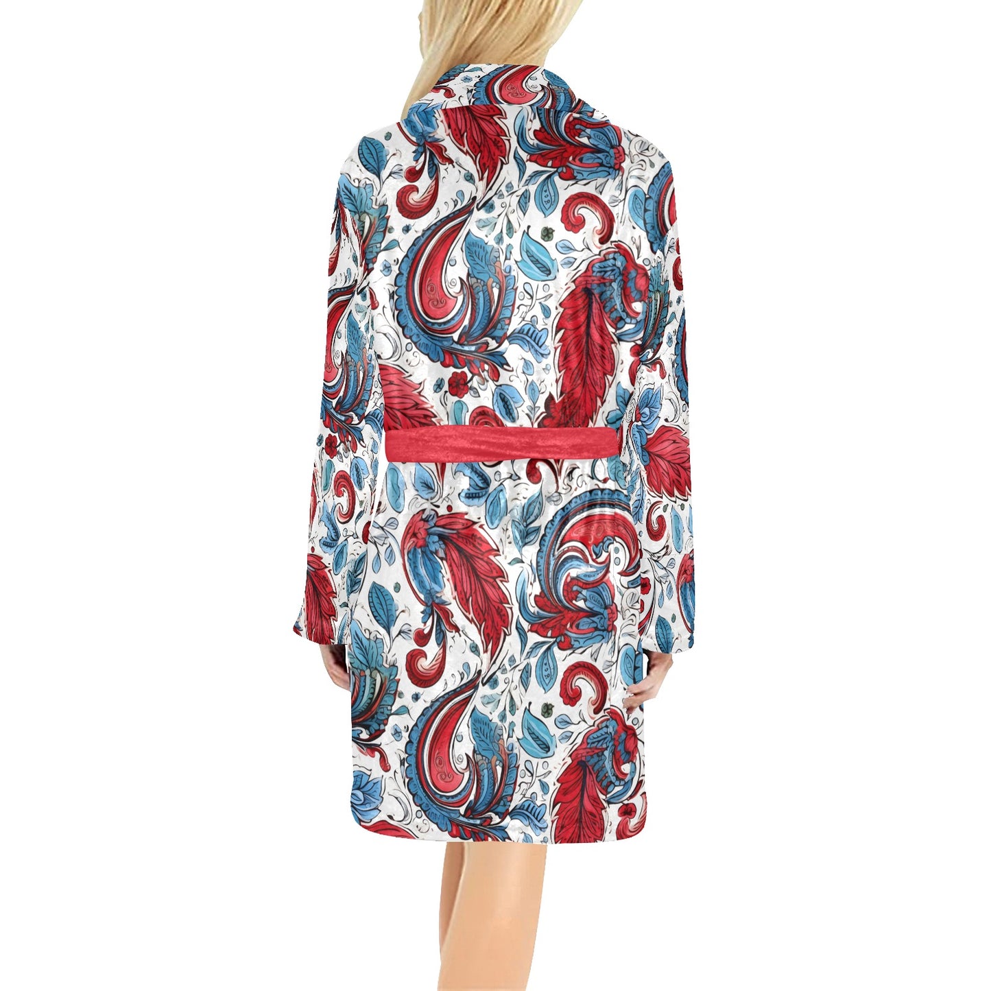 USA/American Flag Inspired Paisley/Floral Pattern Women's Fleece Robe