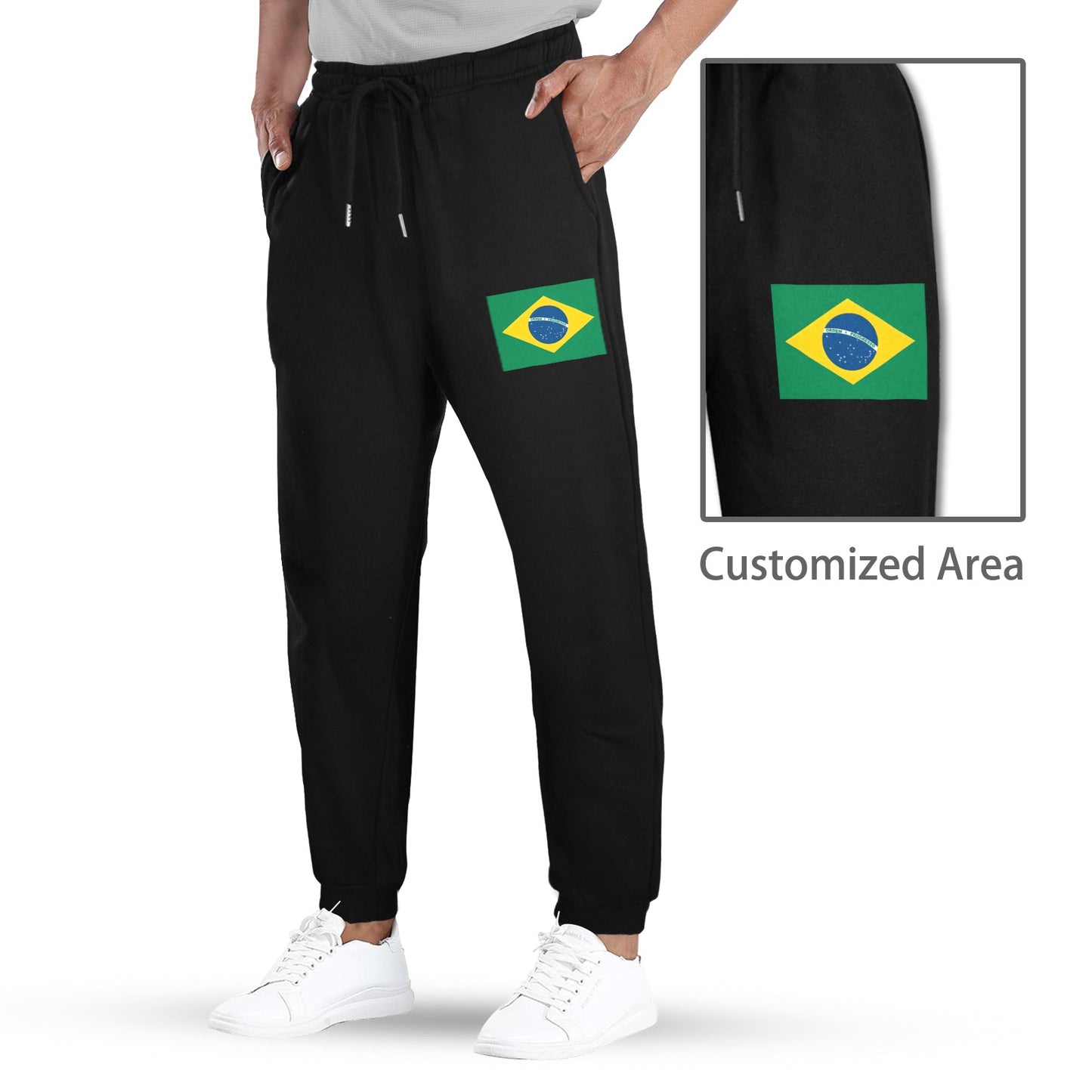 Brazil Flag Inspired Unisex Fleece Sweatpants (Left Printing) | Ships from USA