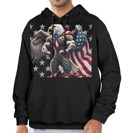 USA/American Flag Inspired Eagle with Cape Men's Hoodie (Made in the USA)