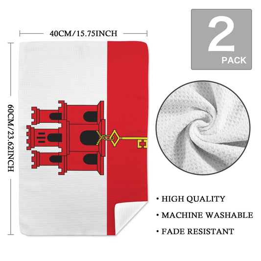 Gibralter Flag Inspired Kitchen Towel 40X60cm (Pack of 2) | Printed In the USA