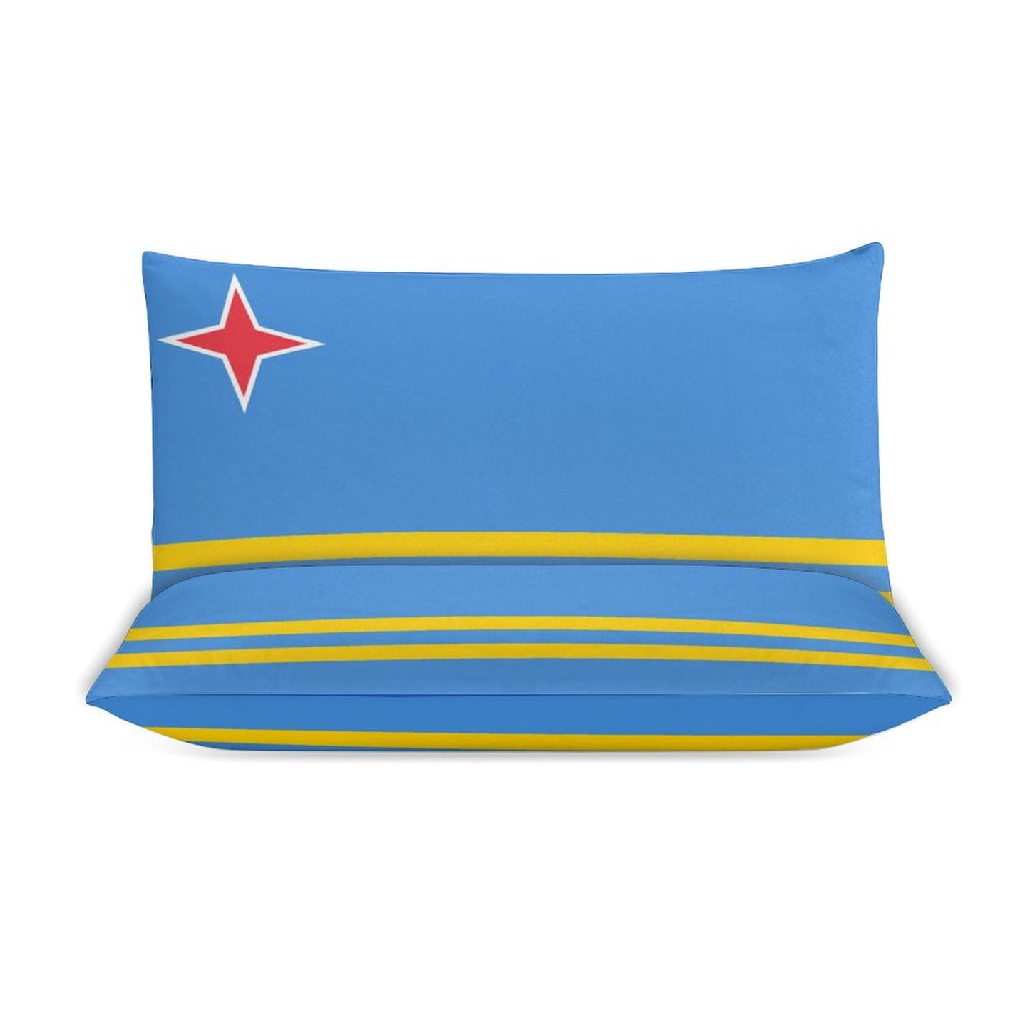 Aruba Flag Inspired 3-Piece Bedding Set (1 Duvet Cover + 2 Pillow Shams) – 102"×90"