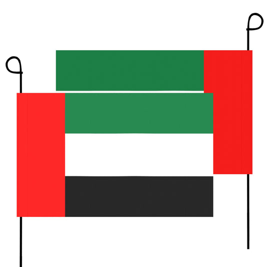 [Luv My Flag] UAE garden flags with flagpoles displayed.