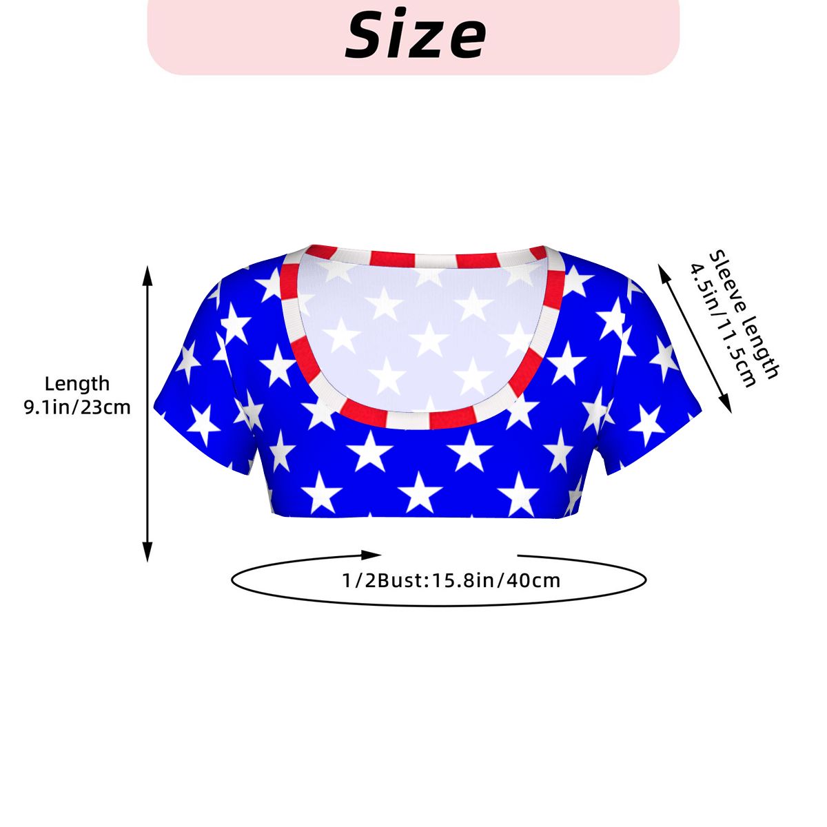 USA/American Flag Inspired Women's 1/2 Cut Short Sleeve T-Shirt