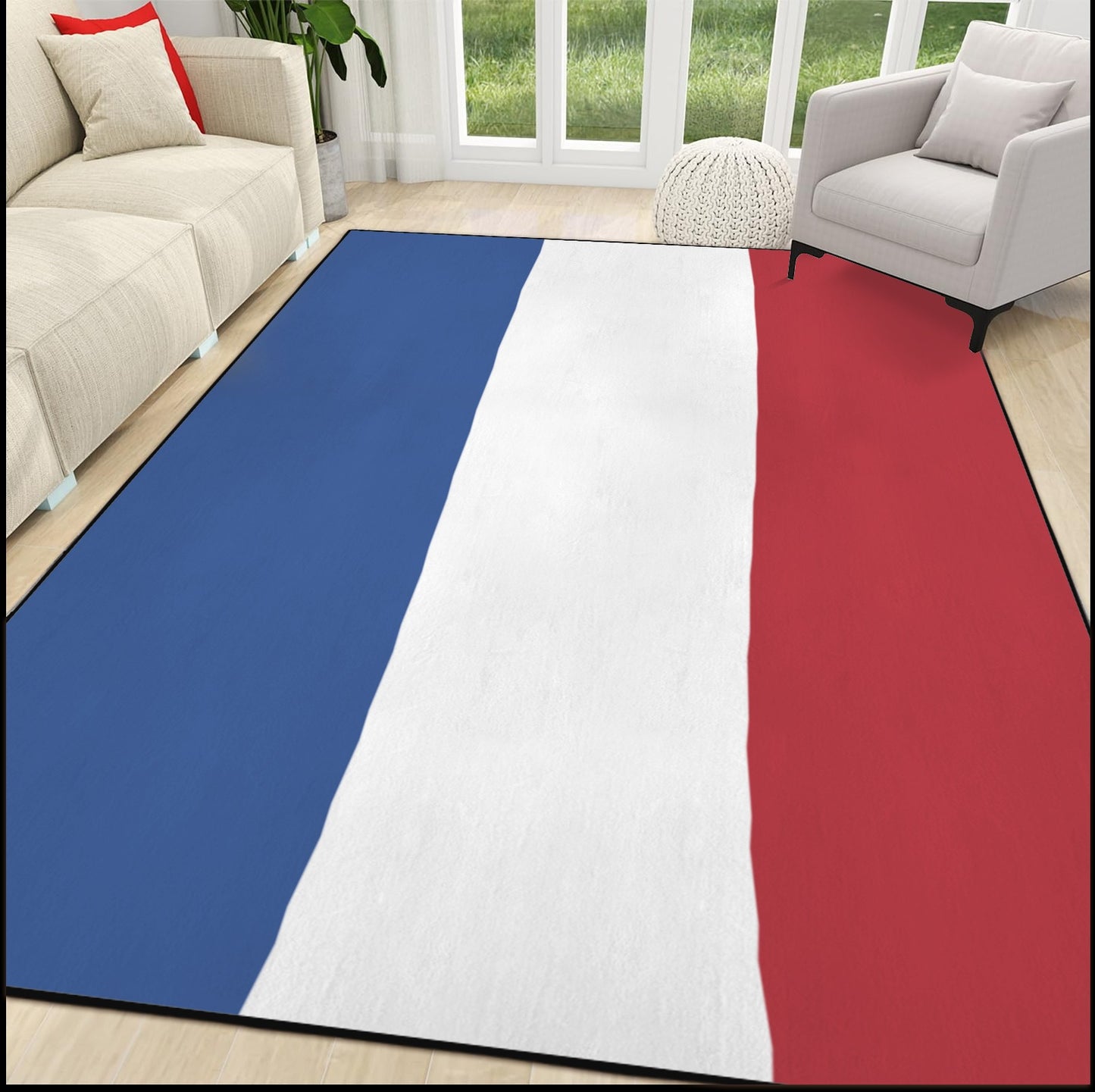 Netherlands Flag Inspired 84x60 Inch Area Rug with Black Binding (Made in the USA)