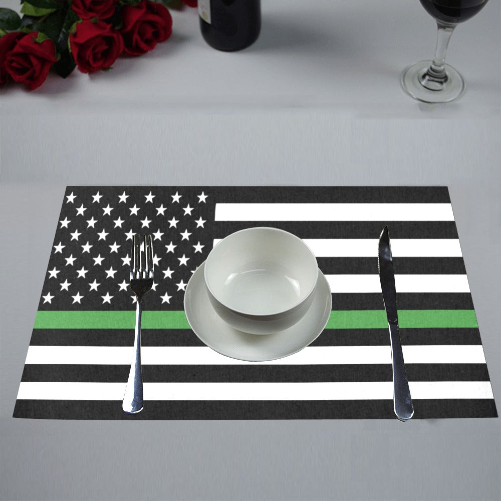Thin Green Line Flag Placemats 12" x 18" (Set of 6)