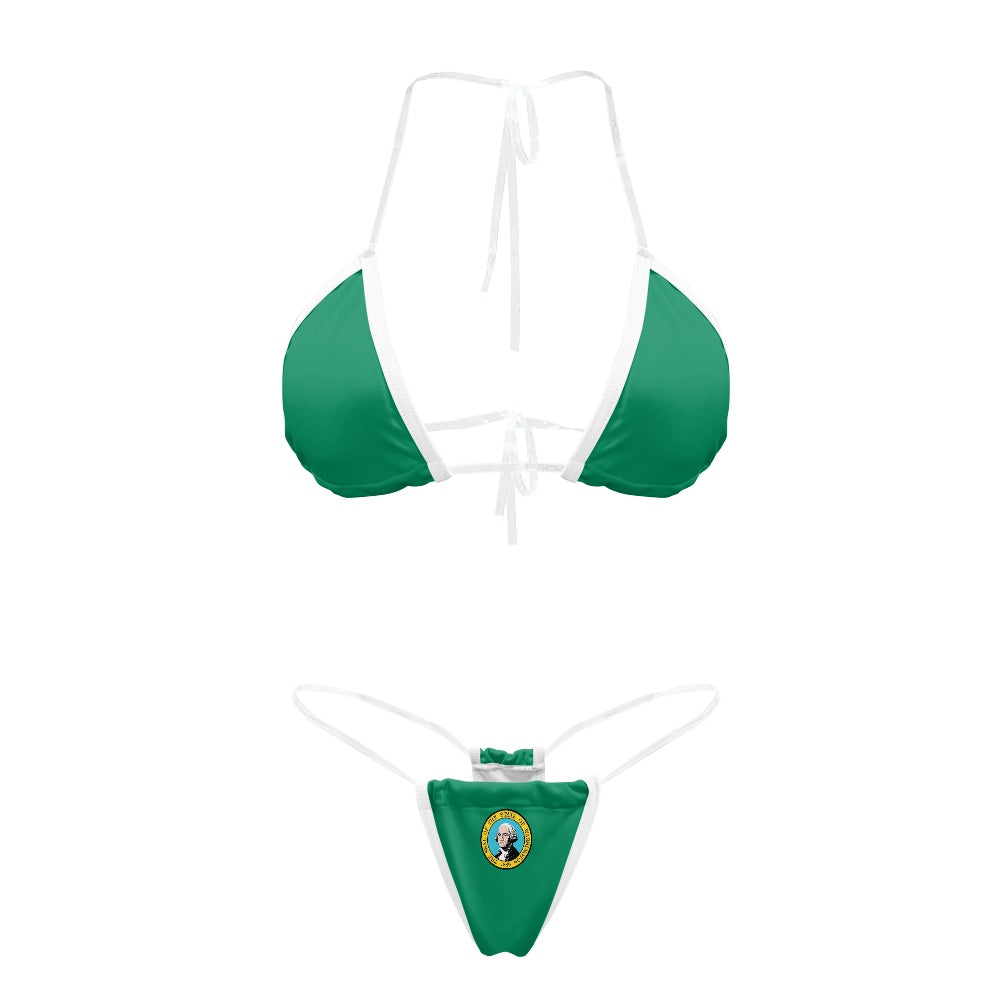 Washington Flag Transparent String Thong Bikini