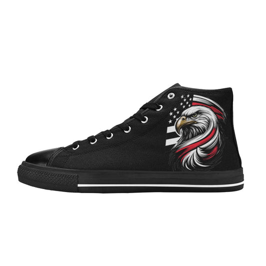 Thin Red Line Flag Eagle Mens High Top Canvas Shoes