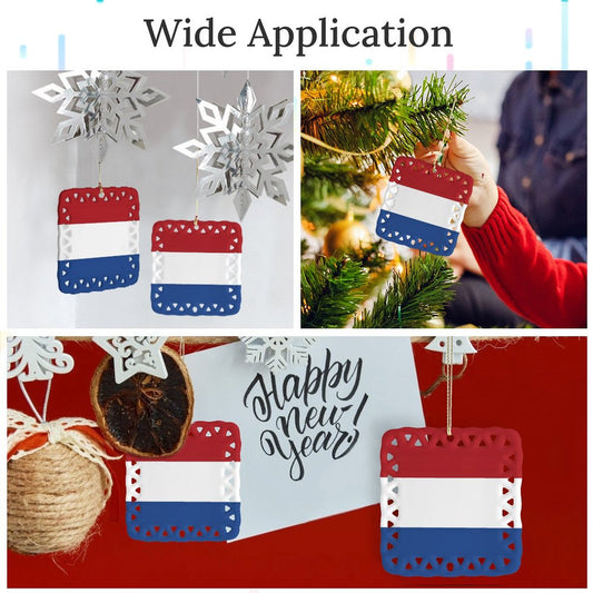 Netherlands Flag Inspired Square Ceramic Ornament Made in the USA