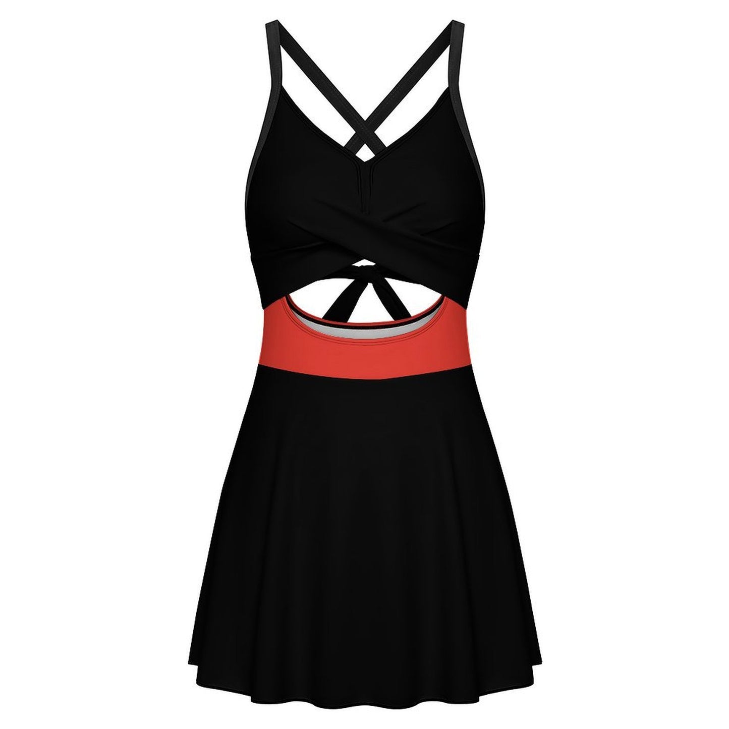 Thin Red Line Flag Inspired Style-2 Women's V-neck One-piece Swimsuit with Cutout
