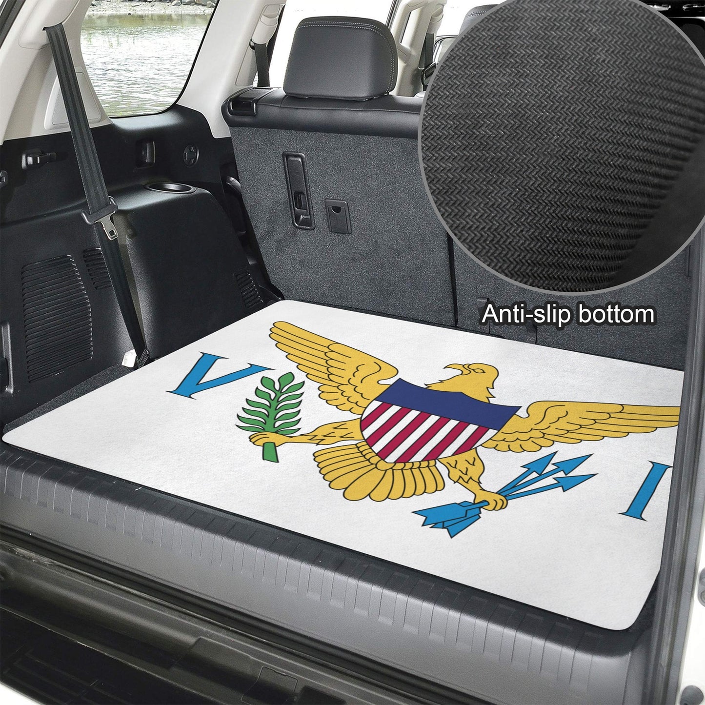 Virgin Islands (US) Flag Inspired Car Trunk Mat 100 × 75 cm / 39.4 × 30 in Printed in the USA
