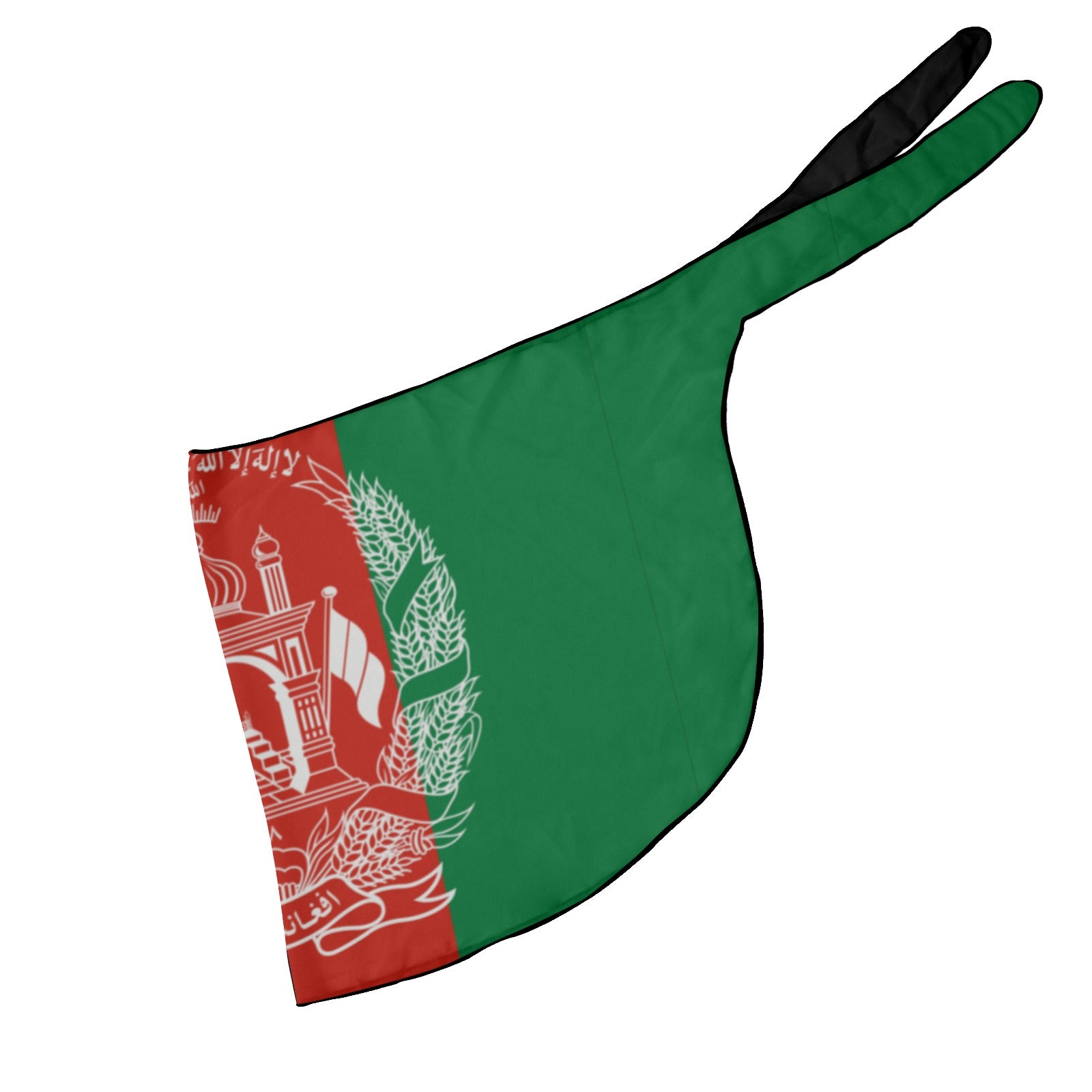 [Brand] oven mitt featuring the Afghan flag design.