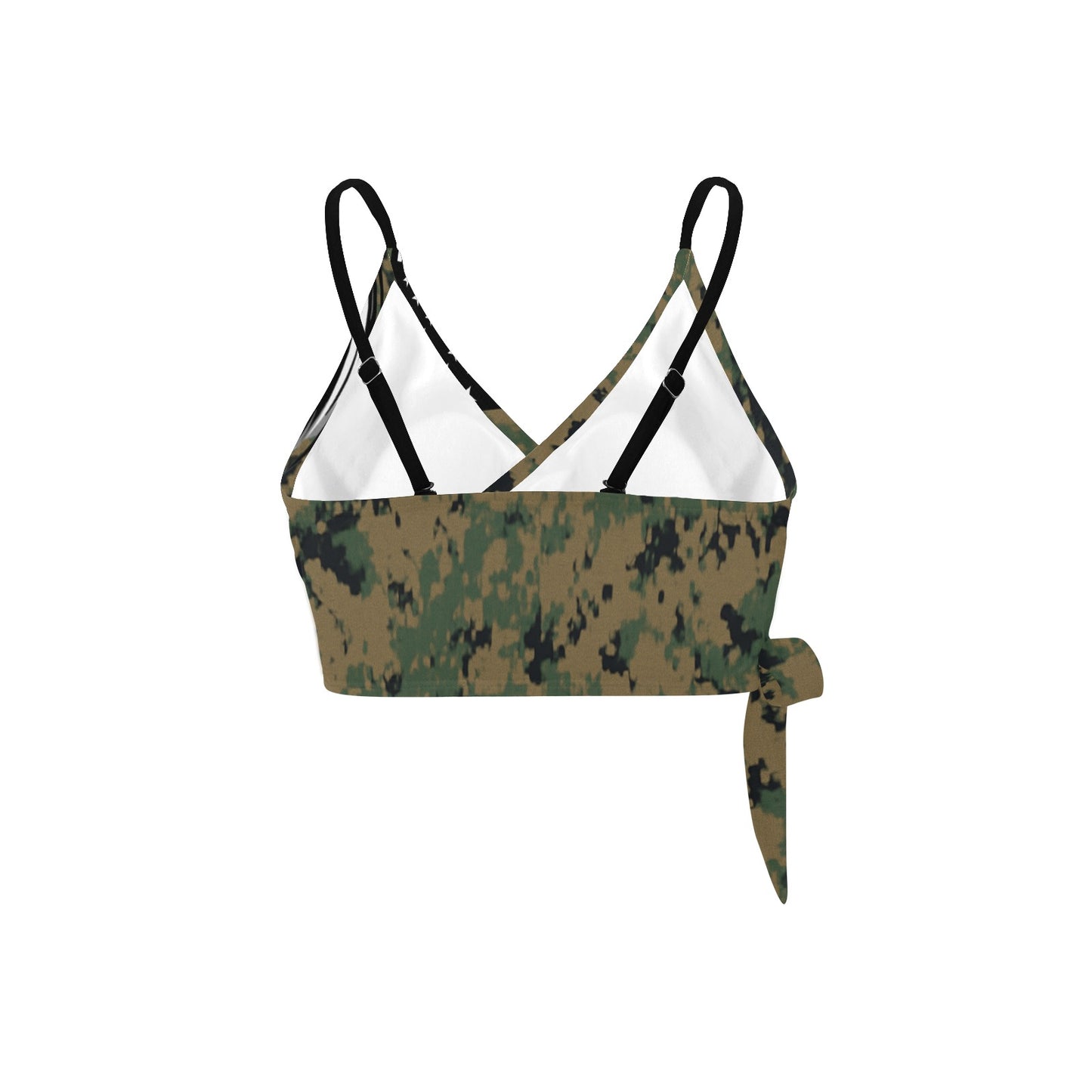 Thin Green Line Flag Inspired Eagle Digital Camo Knot Side Bikini Top