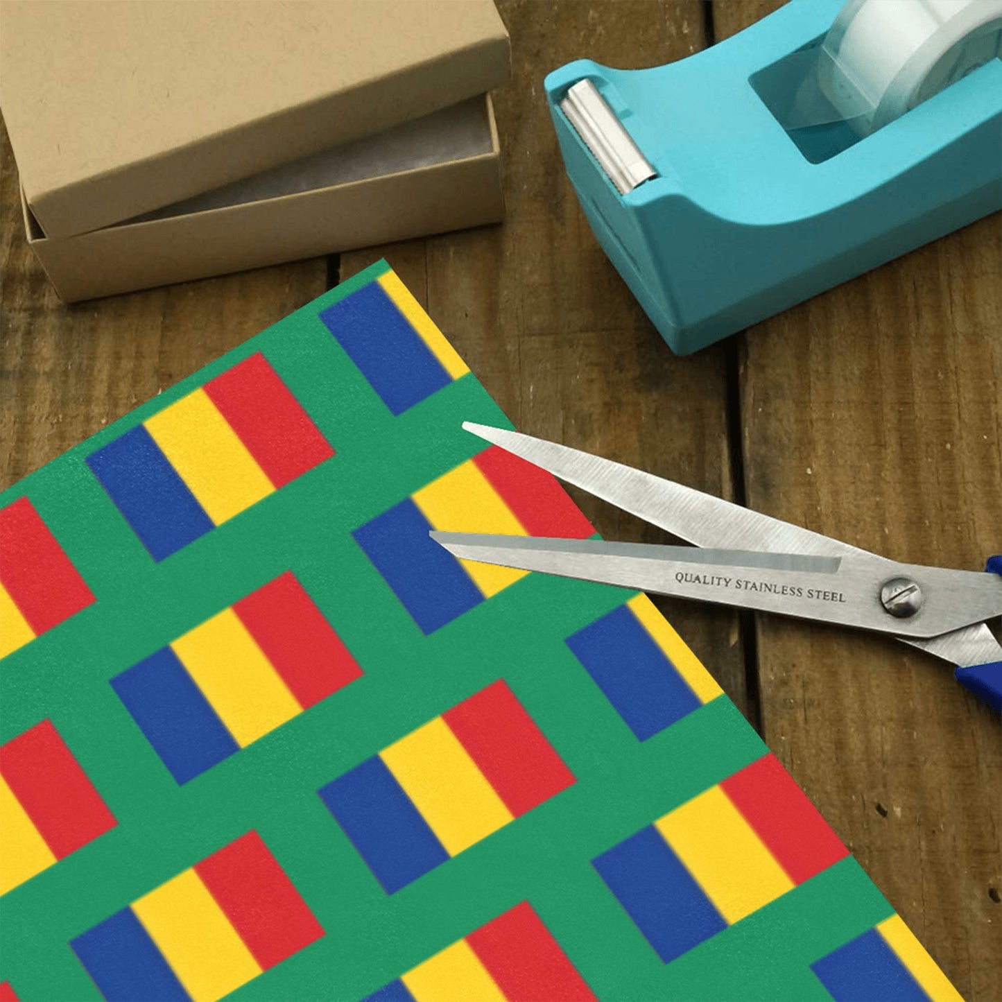 Romania Flag Inspired Custom Gift Wrapping Paper 58"x 22.5" (4 Rolls)