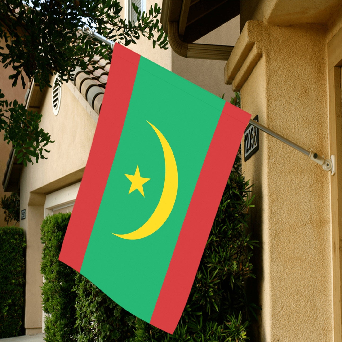 [Luv My Flag] Mauritania flag displayed outside a house.